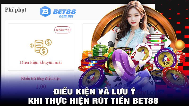 Điều kiện và lưu ý khi thực hiệt rút tiền bet88