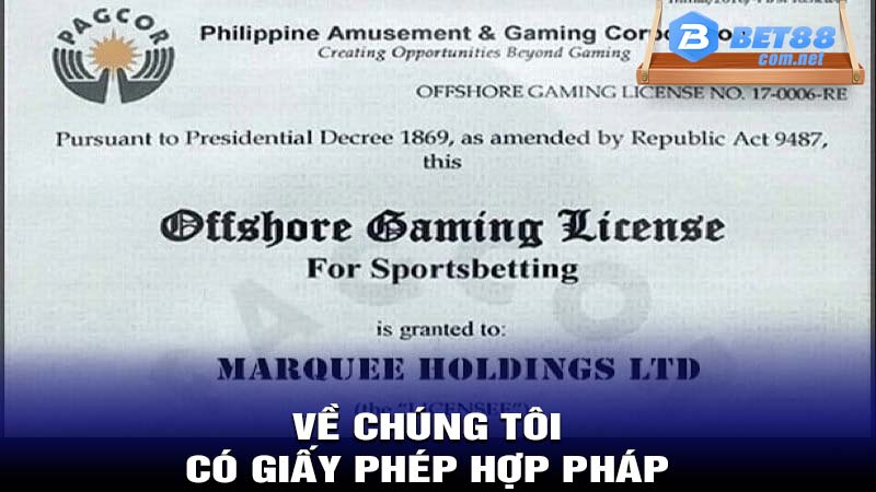 Về chúng tôi có giấy phép hợp pháp